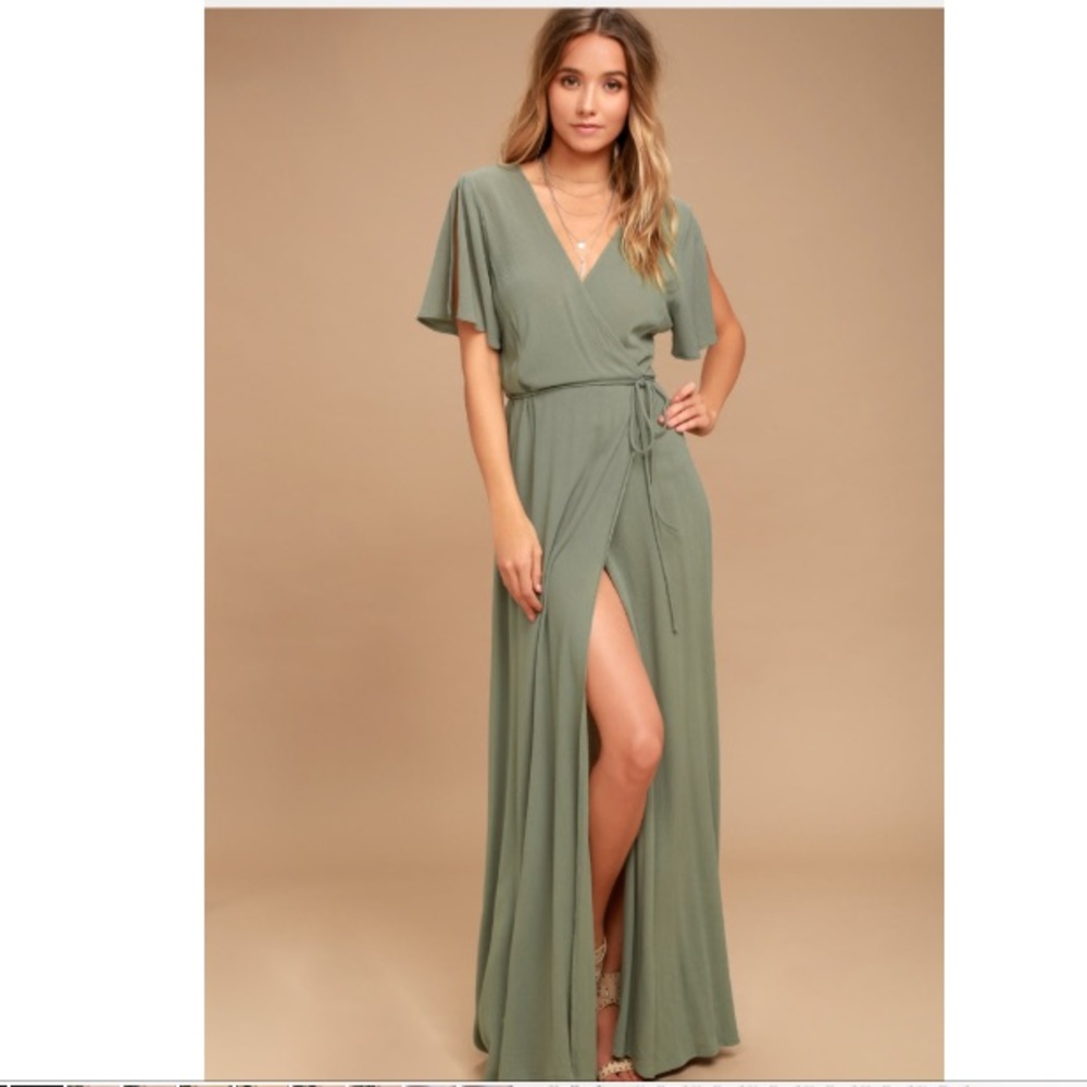 Lulus long green dress size XS